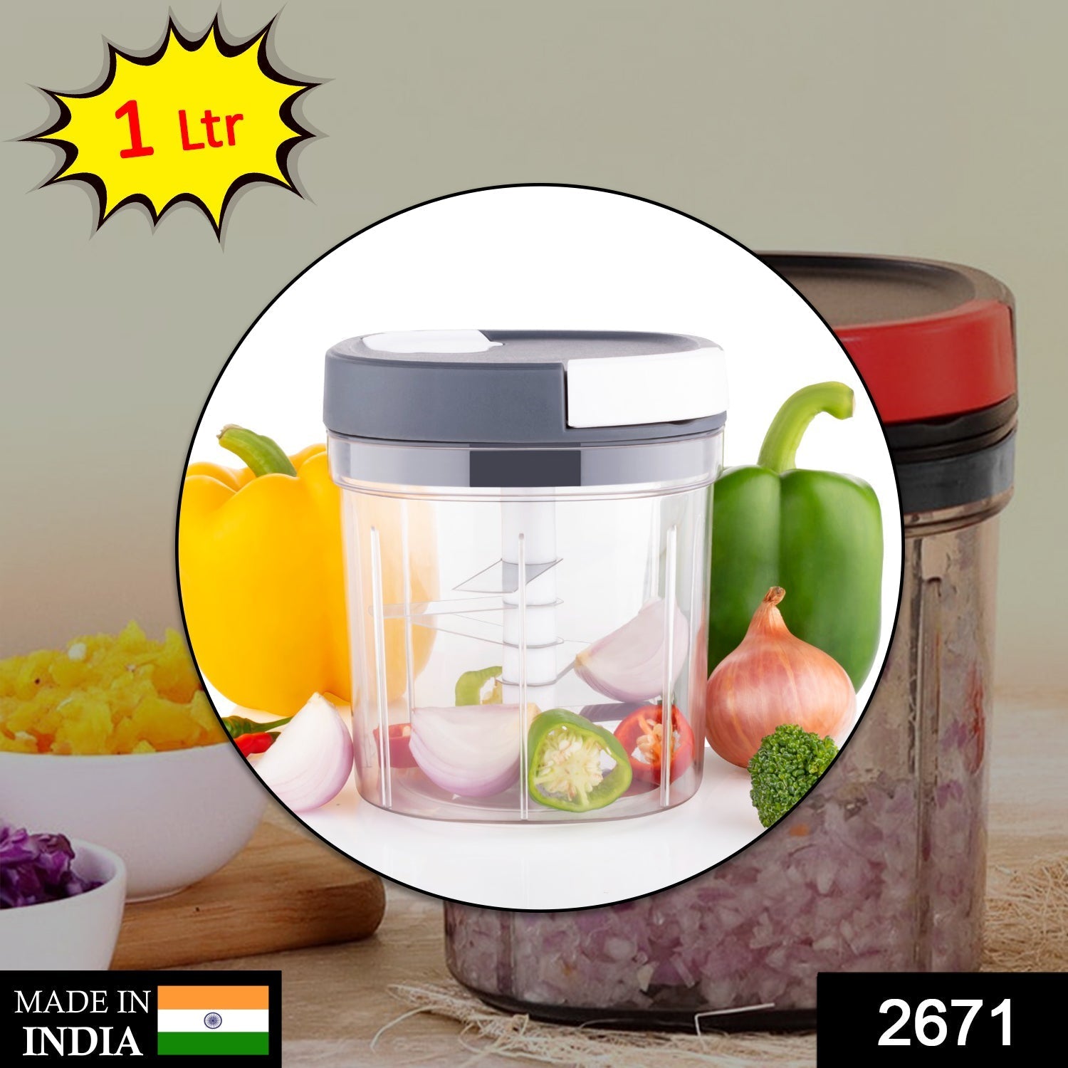 2671 Handy Chopper and Slicer Used Widely for chopping and Slicing of Fruits, Vegetables, Cheese Etc. Including All Kitchen Purposes. 2671 Handy Chopper and Slicer Used Widely for chopping and Slicing of Fruits, Vegetables, Cheese Etc. Including All Kitchen Purposes.